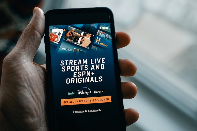A user is using the ESPN+ steaming app on their phone.