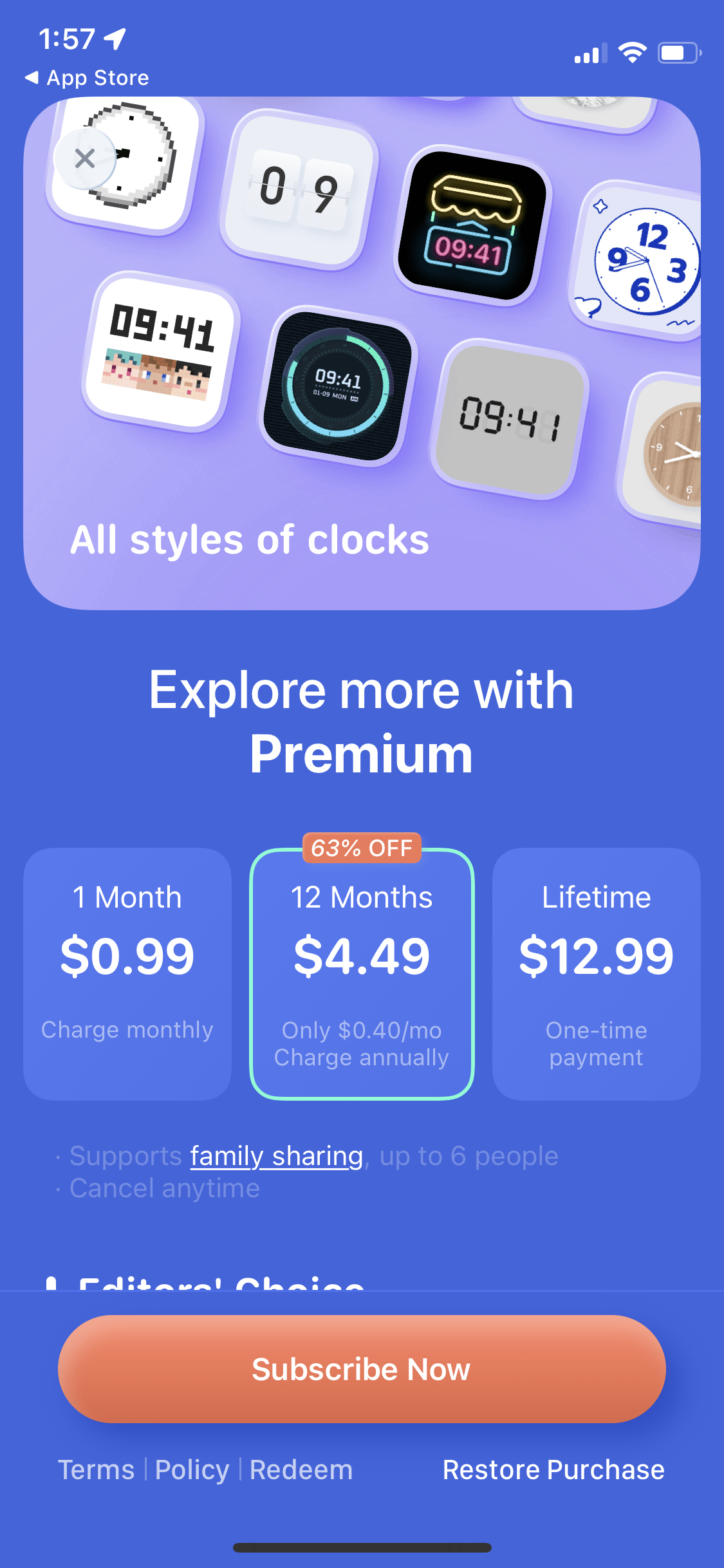 MD Clock - Clock Widget app subscription paywall