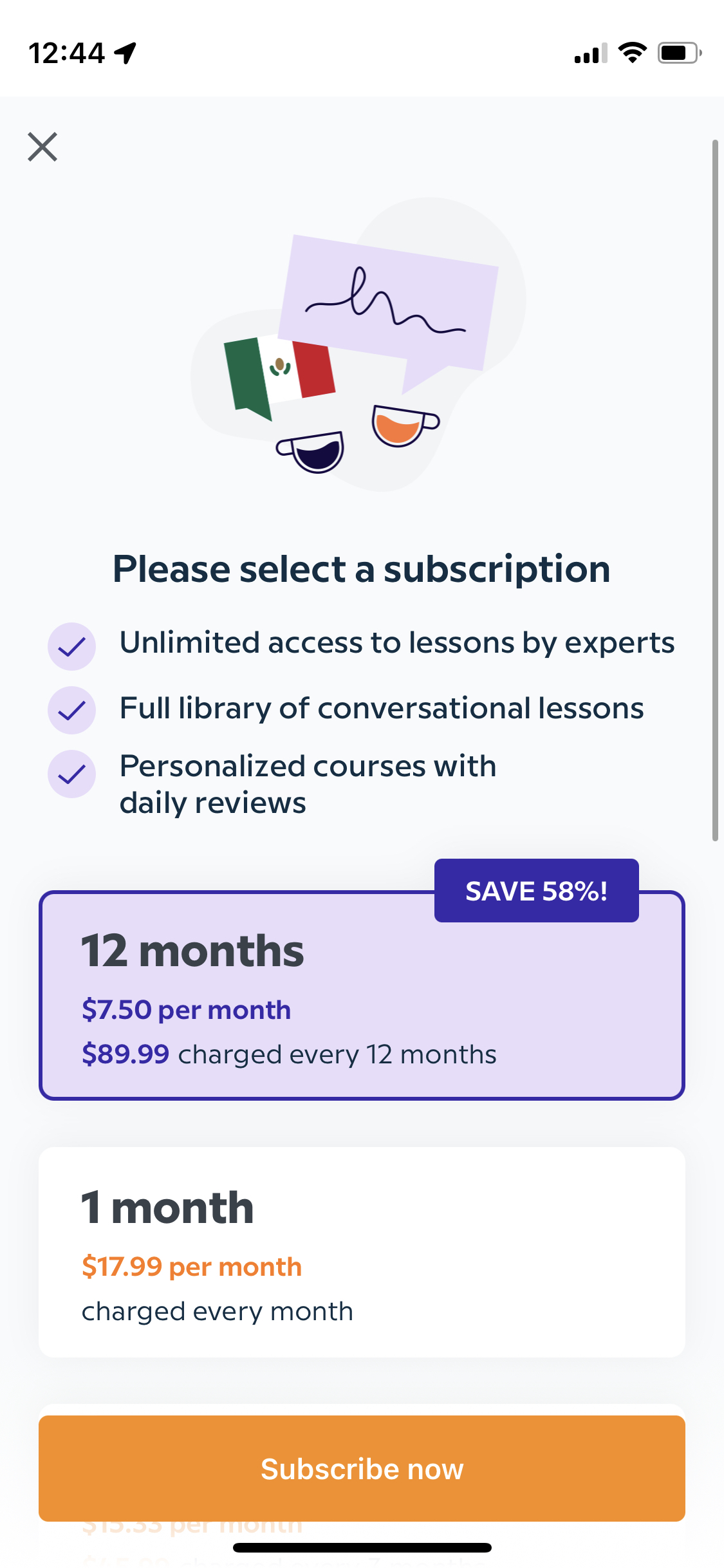 Babbel Language Learning mobile app subscription paywall
