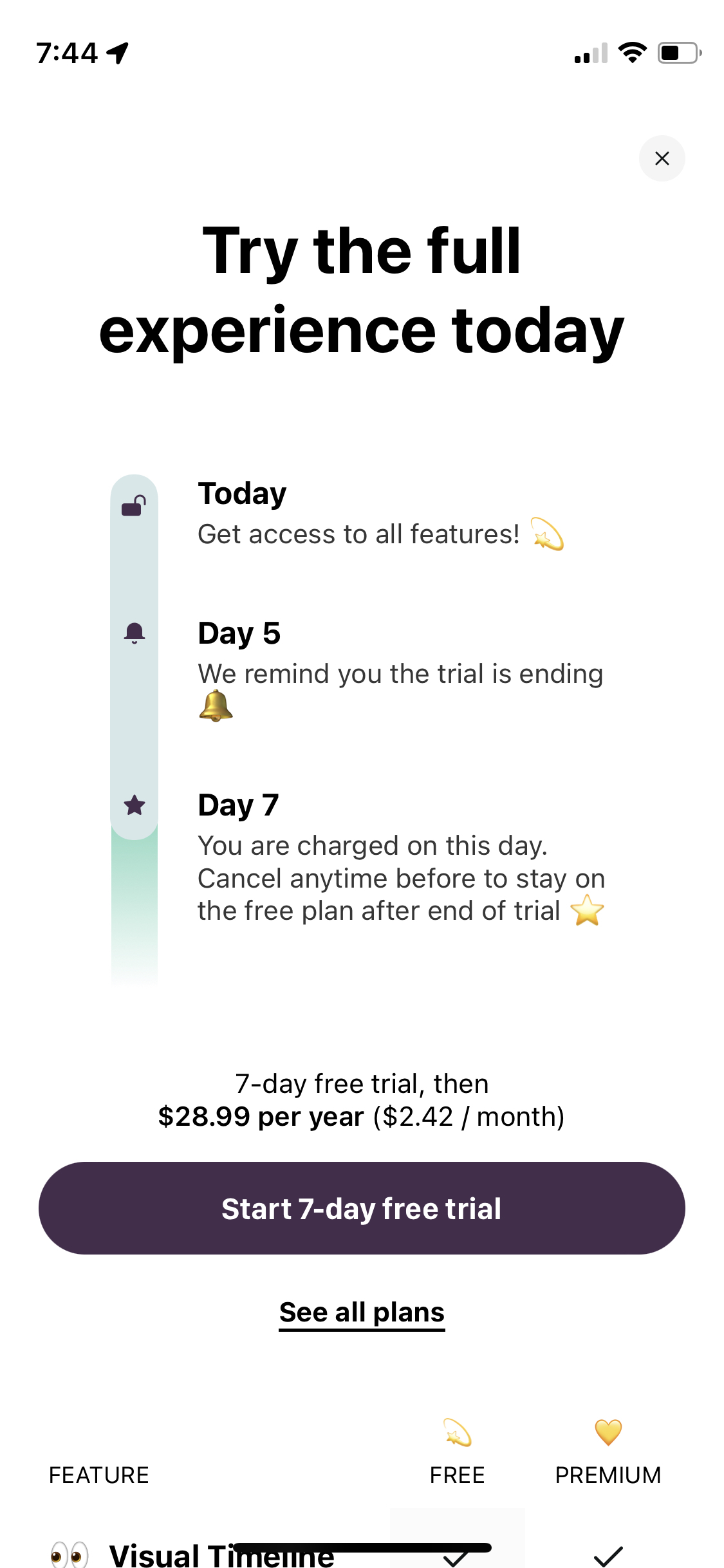 Tiimo Visual Daily Planner mobile app subscription paywall