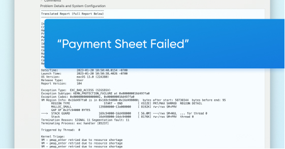 StoreKit Payment Sheet Failed